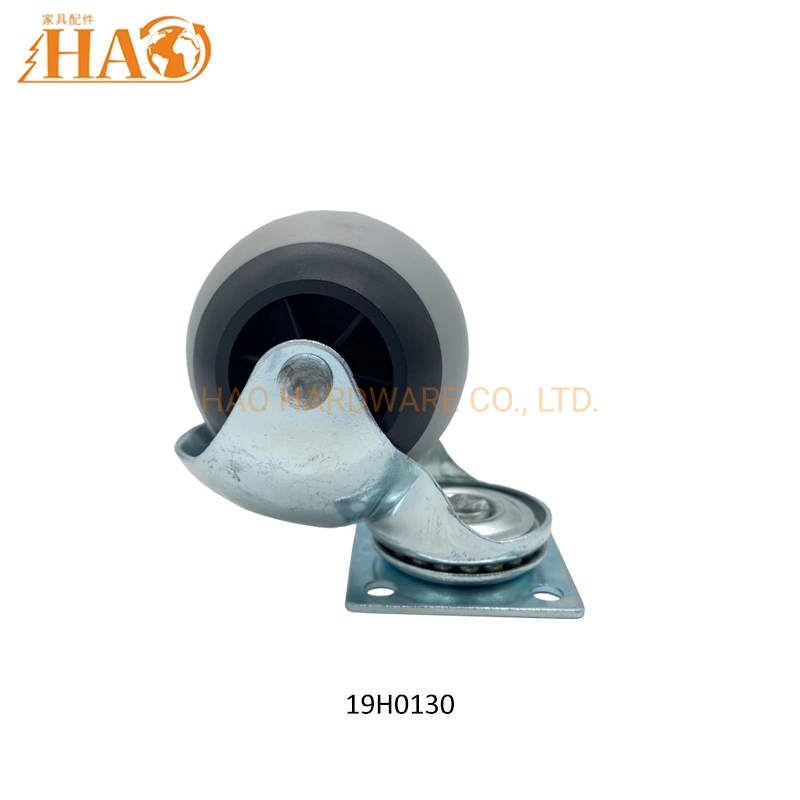 Industry TPR Wheel Flat Swivel Type Ball Shape Castor 40mm Without Break