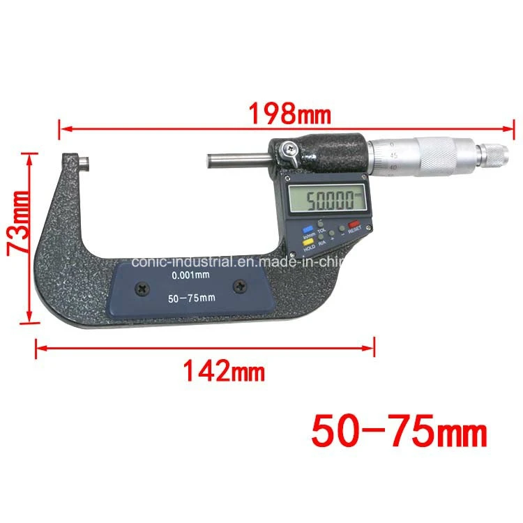 75-100mm/3-4" 0.001mm Metric/Inch Large LCD Electronic Digital Micrometer