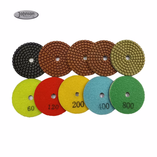 3 polegadas 75mm 7 etapas de polimento de resina uso úmido almofada de polimento de acabamento de diamante para telha de mármore de rocha