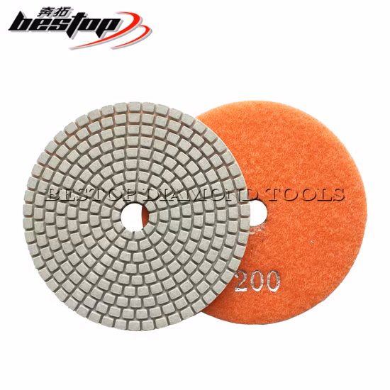 Almofada de polimento abrasiva úmida/seca de diamante flexível de pedra de quartzo de mármore de granito de 4 polegadas 100 mm